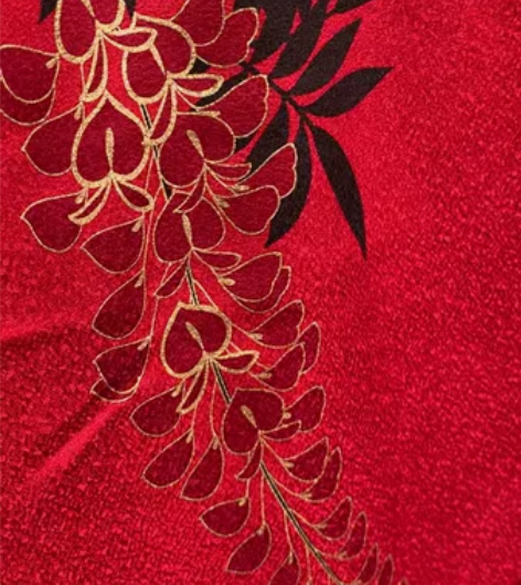 正绢振袖紫藤花蝴蝶和服袖子两条 袖子两条,...