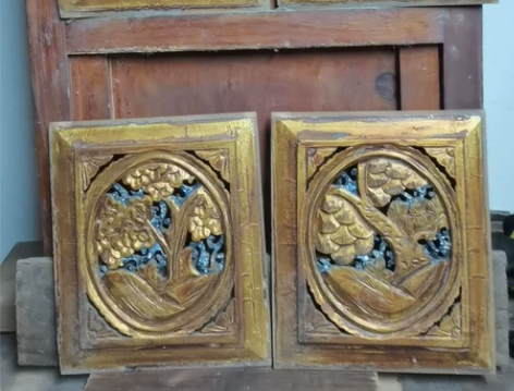 老木雕镂空花板一套，春夏秋冬，民宿茶馆装饰...