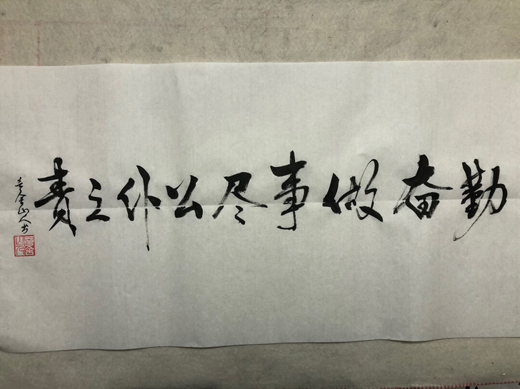 书法作品定制。行书：勤奋做事尽公仆之责。