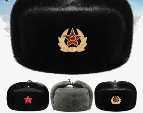 雷锋帽 雷锋帽棉帽冬季加厚灰毛苏联徽中老年...