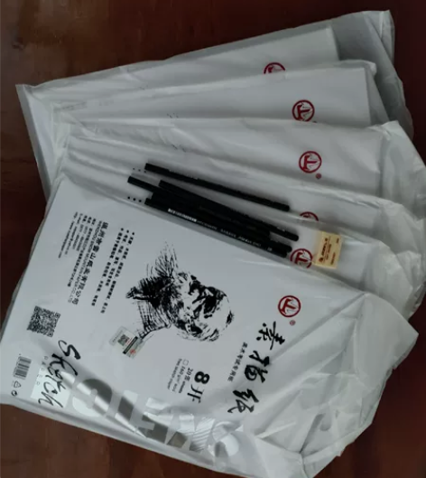 8开素描纸6包+马利铅笔2B两支，4B三支...