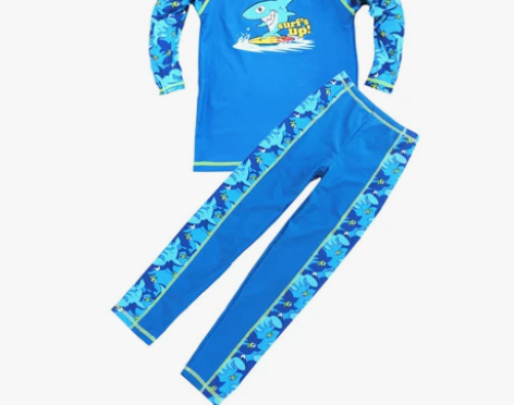 儿童游泳衣男童分体防晒泳衣男大童长袖长裤温...