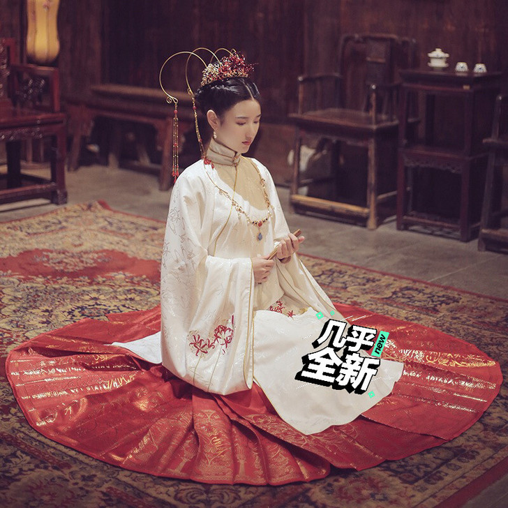 池夏曼珠沙华，原创改良汉服彼岸花提花长袄6...