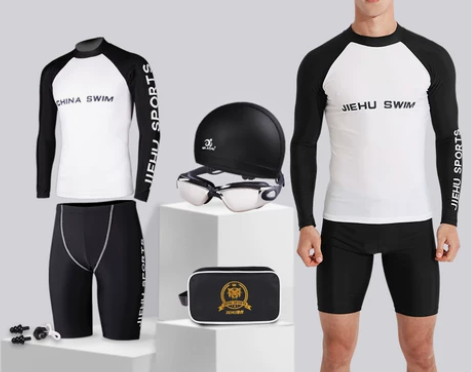游泳装备 装备泳帽泳衣男全身防晒长袖男士泳...