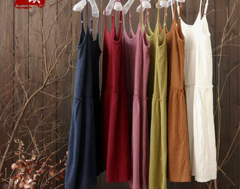 西缺原创 文艺复古气质显瘦无袖连衣裙女夏季...