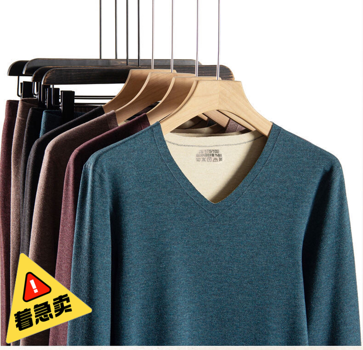 清仓德绒保暖内衣男无痕速热秋衣秋裤恒温V领...