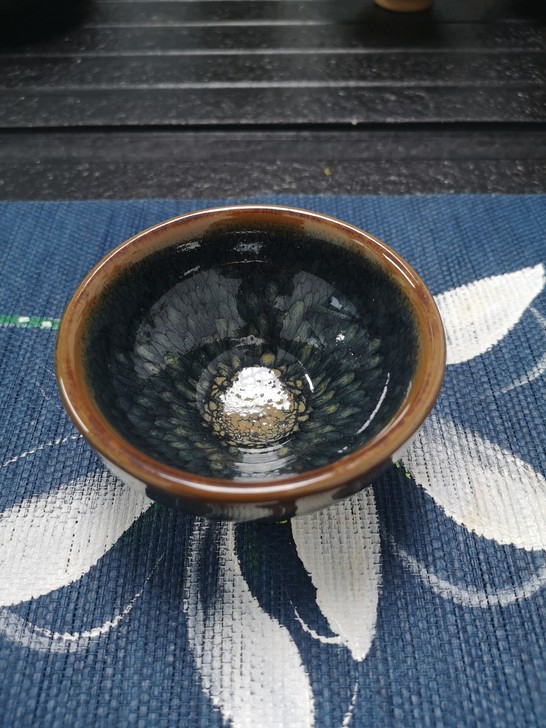 全新金口蓝绿鹧鸪底部带肥釉束口樽杯玉兰杯器...