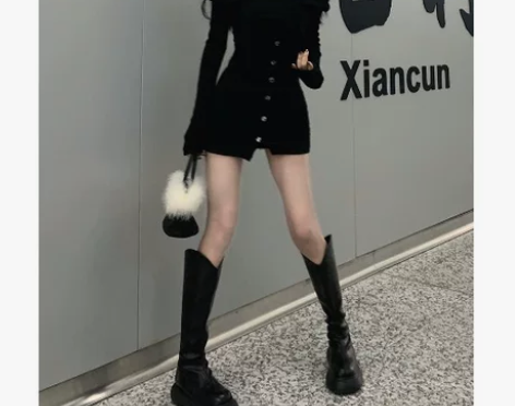 假两件辣妹性感吊带连衣裙女2022年春季新...