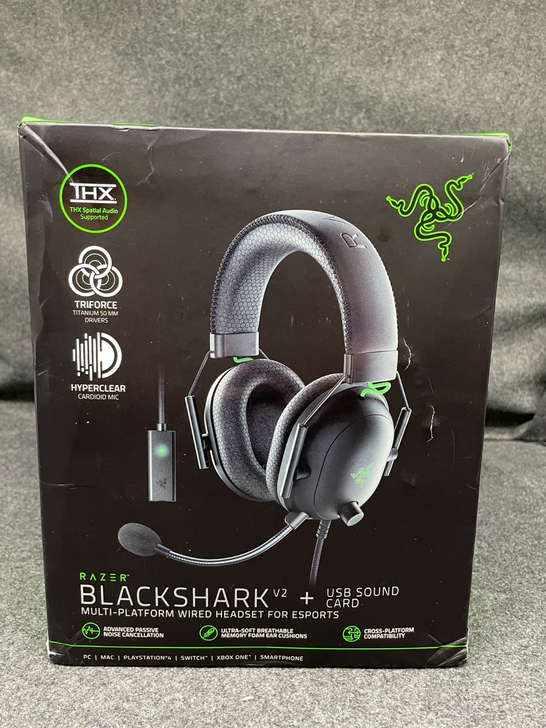 雷蛇旋风黑鲨V2有线游戏耳麦+USB声卡 ...