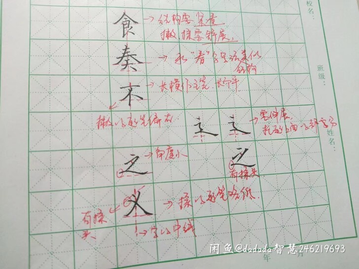 硬笔书法基础班全年班 入门班  成人班。