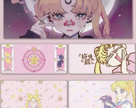 鼠标垫 超大鼠标垫美少女战士粉色卡通可爱女...