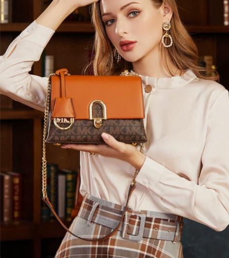 代购大牌牛皮单肩链条小包包2021新款真皮...