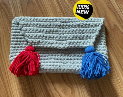 韩国代购 毛线包 编织包手拿包 长29cm...