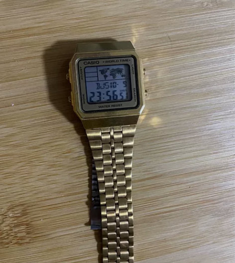 卡西欧手表男casio复古方形小金表方块金...