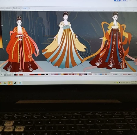 服装效果图款式图女装舞台装，中国风，民族元...