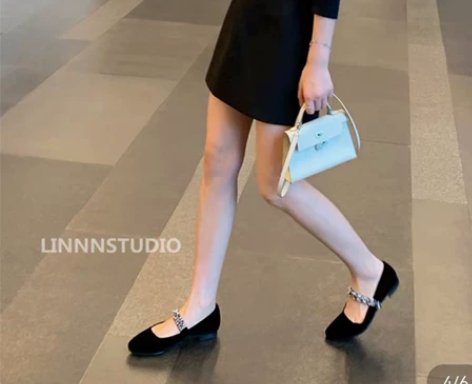 2022年春季新款浅口方头玛丽珍鞋女复古水...