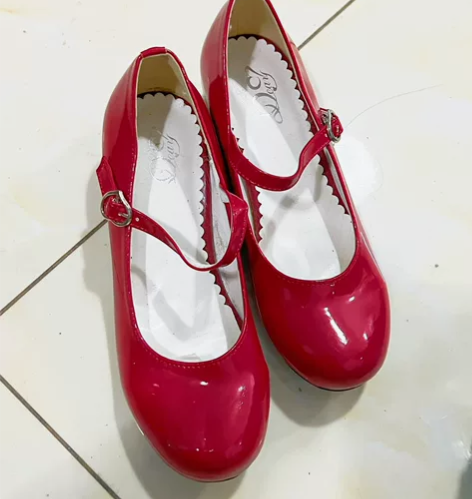 lolita红色玛丽珍单鞋38码全新 漆皮...