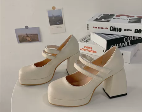 时尚超高跟单鞋女2022夏新款韩版百搭粗跟...