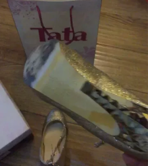 Tata女鞋婚鞋闪亮金色35码 闪闪惹人爱...