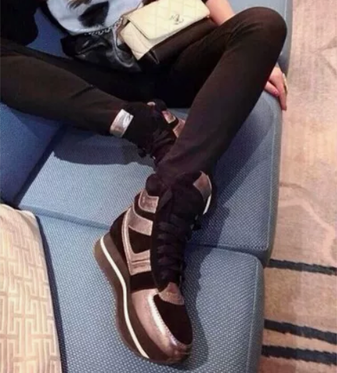 内增高7cm坡跟 厚底松糕休闲靴帆布靴 3...