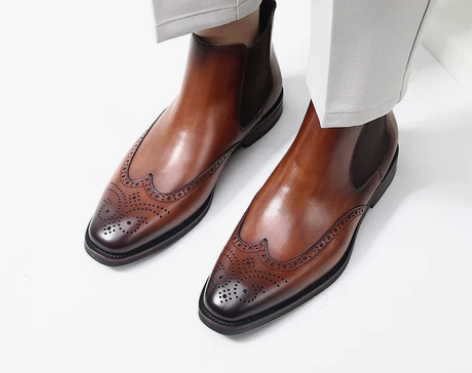 TRD复古切尔西靴男英伦高帮真皮ins潮马...