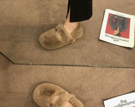 法式复古玛丽珍鞋白色毛毛鞋女冬外穿豆豆鞋新...