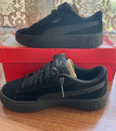 99新 PUMA彪马黑色厚底女款板鞋 尺码...