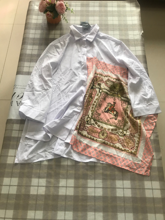 大版不规则拼接衬衣