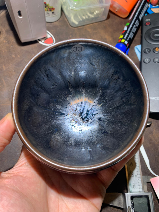 龙窑柴烧建盏纯手工七彩麒麟斑