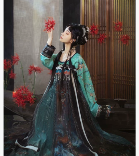 原创汉服女【曼珠沙华】中国风唐制复原齐胸衫...