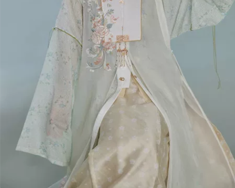 七月夕 青雾 明制立领对襟长衫绣花比甲仿妆...