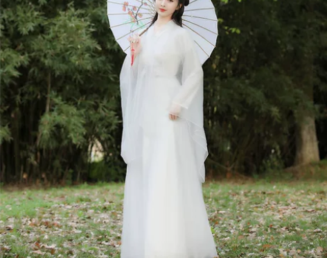 汉服女正品原创中国风改良版连衣裙飘逸古风白...