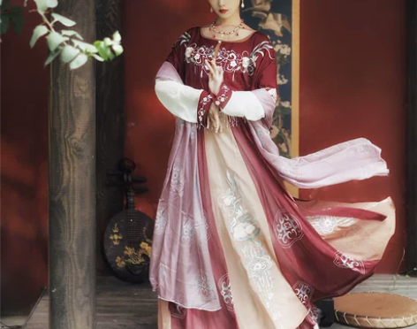 耀春原创汉服女正品花瑶归唐制坦领三件套中国...