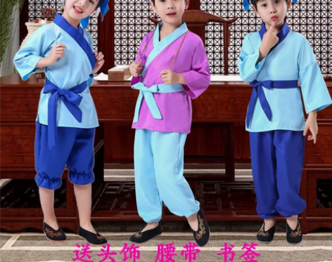 儿童书童汉服演出服学生农夫古装锄禾扮演三字...
