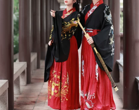 2套男女款，原创汉服女情侣交领齐腰襦裙日常...