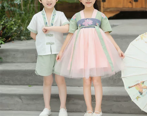 儿童汉服夏季女童古装超仙网纱裙襦裙中国风男...