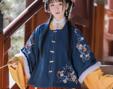 劲合明制过年汉服女原创雪竹对襟比甲半臂加绒...