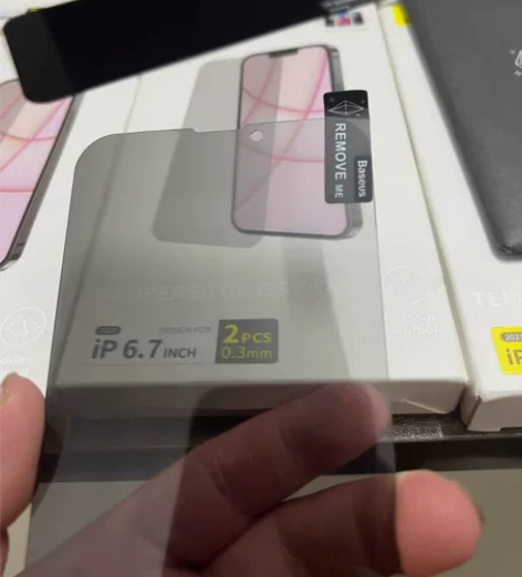 原装倍思苹果13Promax超瓷晶防窥钢化...