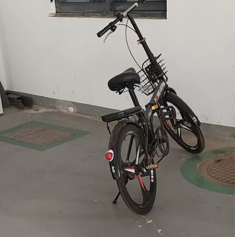 上海永久牌折叠自行车，黑色，仅刷校园跑了一...