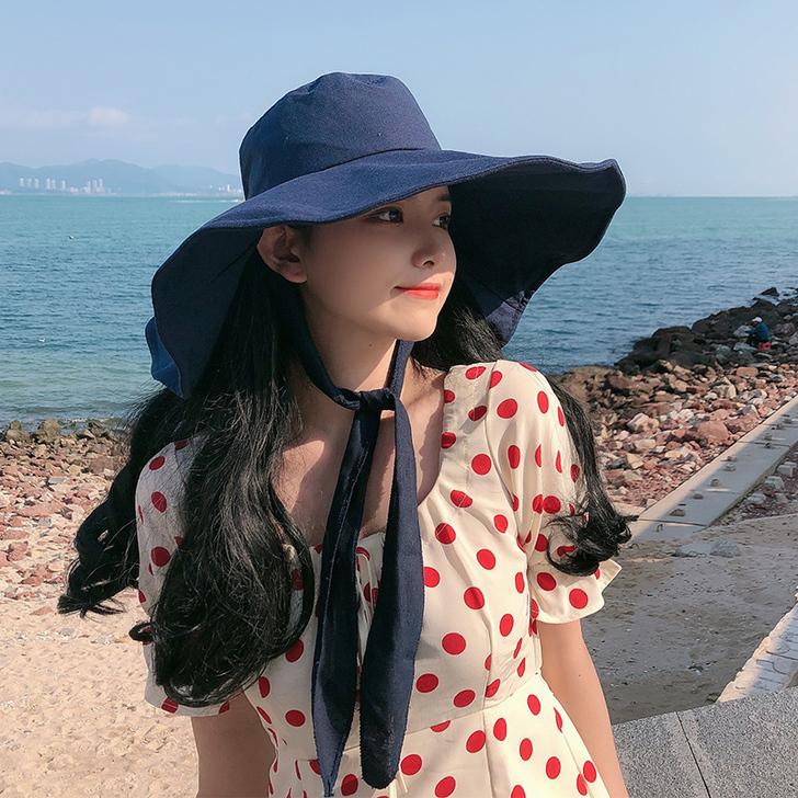 超大帽檐渔夫帽女夏出游遮阳帽防晒日系文艺百...