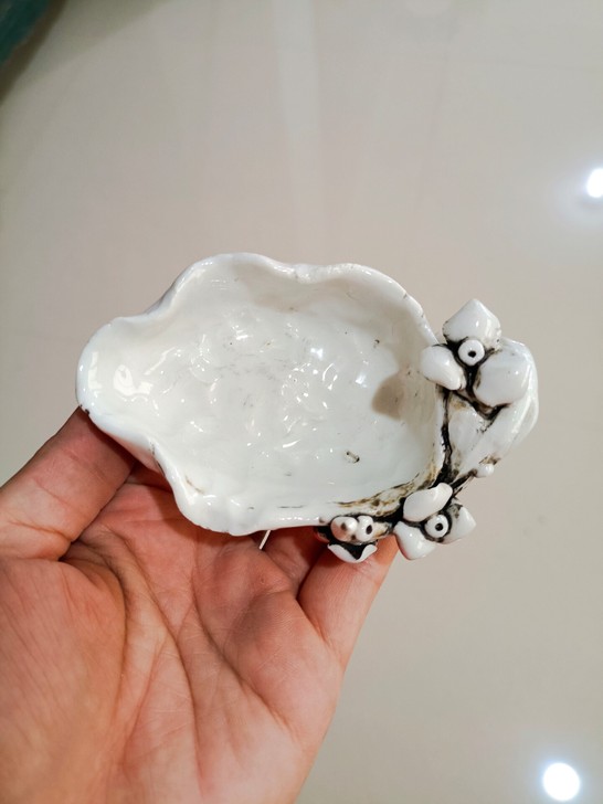 民国，德化，白瓷，叶子形，小笔舔，工艺漂亮！