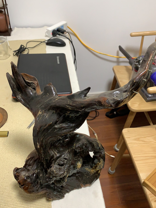 根艺 随形树根 略修整 也是一个毛笔架 像...