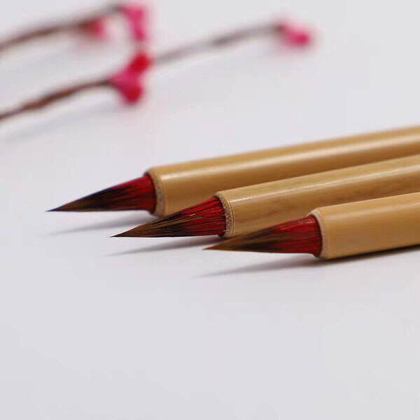 自己做的小红毛毛笔适合初学抄经描红小楷,国...