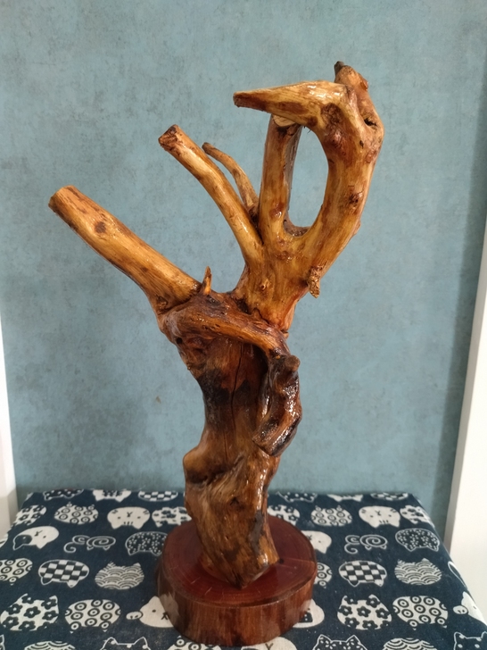 天然原木实木黄荆根雕毛笔架灯架摆件底座根艺