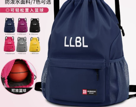 束口袋双肩包男2021新款简易大容量篮球包...