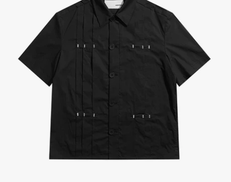AntiOfficial 叠褶矩形撞钉短袖...