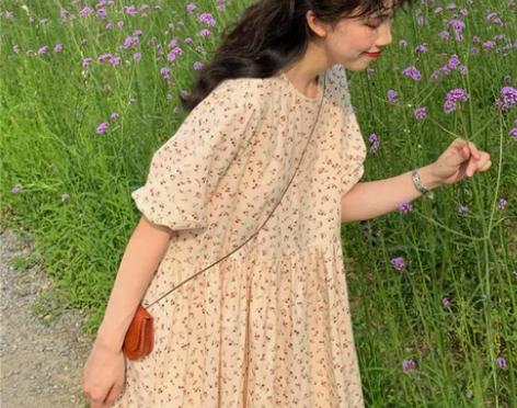 法式碎花连衣裙女日系温柔风夏小心机裙子仙女...