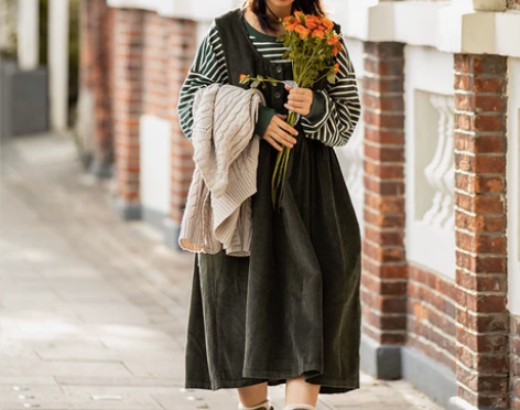 【焕新价】背带裙女春秋中长款大码新款灯芯绒...