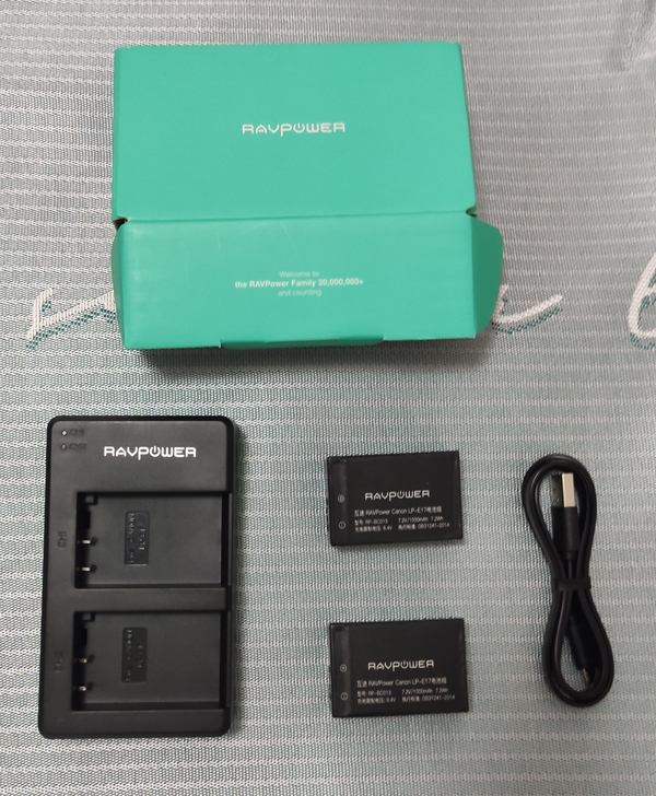 RAVPower佳能相机LP-E17两电一...
