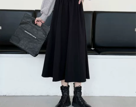 大码胖mm春夏新款高腰显瘦松紧腰中长款半身...